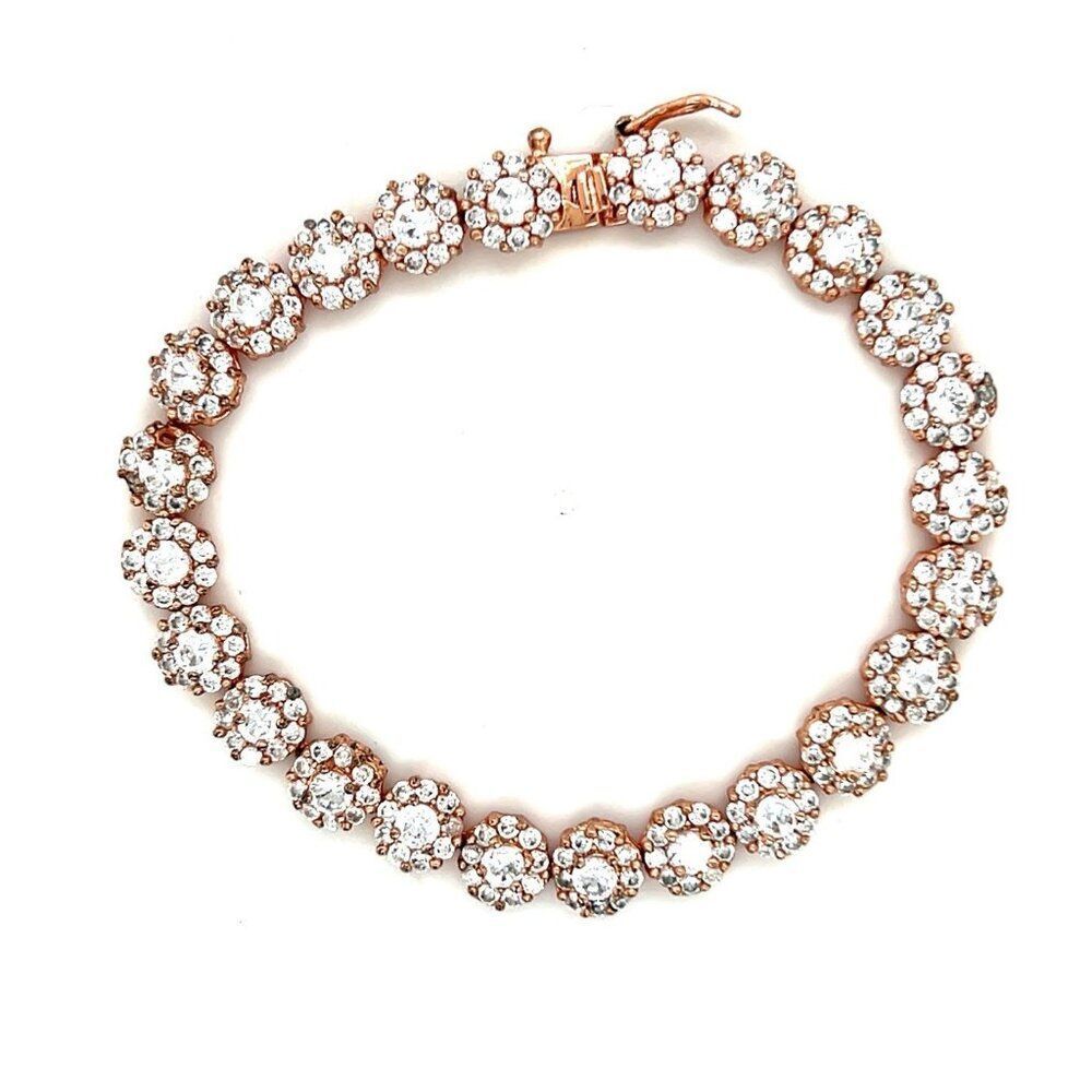 Rose Gold Cz‎ Flower Bracelet (c)